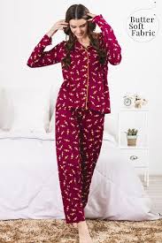 Buy Zivame Tropical Fizz Sleep Shirt N Pyjama Set Maroon N Print Night Dress For Women Night Dress Night Dress Online
