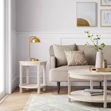 Porto Round Wood Coffee Table Bleached Wood Project 62 In 2020 Round Wood Coffee Table Round Coffee Table Living Room Wood Table Living Room