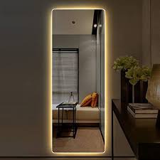 Advanced polishing technology makes safe and delicate beveled. Frameless Led Make Up Mirror Full Body Mirror Floor Mounted Wall Light Rounded Vanity Mirror Decoration 35 X 120 40 X 150 Cm Amazon De Kuche Haushalt