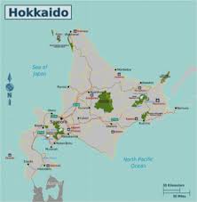 Japan hokkaido region map with watercolor texture. Hokkaido Wikitravel