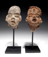 PRE-COLUMBIAN OLMEC ART FIGURES CERAMICS BUST HEAD