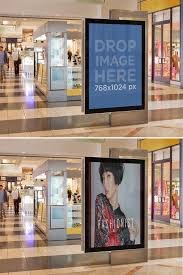 Placeit Product Mockup Mall Poster Near A Kiosk Mockup Poster Mockup Mall