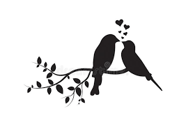 Birds On Branch Wall Decals Couple Of Birds In Love Birds Silhouette On Branch And Hearts Illustration Ro Bird Silhouette Art Bird Silhouette Silhouette Art