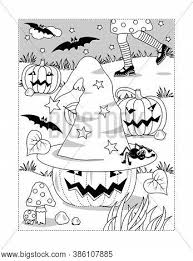 You can now print this beautiful pumpkin with hat halloween coloring page or color online for free. Coloring Page Vector Photo Free Trial Bigstock