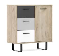 Garde meuble en cas de mutation; Meuble De Rangement 1 Porte 3 Tiroirs Orlando Chene Gris Anthracite Gris Blanc
