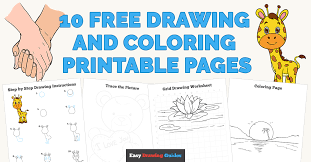 Great drawing ideas and easy drawing tutorials. 10 Free Drawing And Coloring Printable Pages Easy Drawing Guides