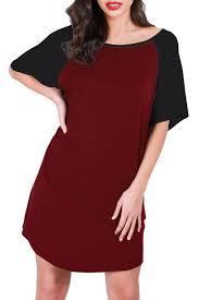 Senhoras Mulheres Pijama Baggy Contraste Mangas Raglan Pj Longo T Shirt Tee Vestido Topo Ebay