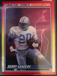Barry sanders autographed detroit lions encapsulated 1989 score rookie trading card w/ 89 roy graded 8.5/10 beckett authenticated. 1990 91 Score Barry Sanders Card 325 Ground Force