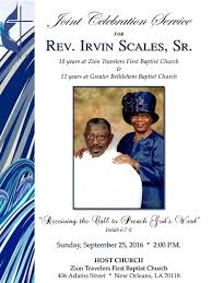 Pastor Irvin Scales Anniversary Program by Our Celebrations of Life