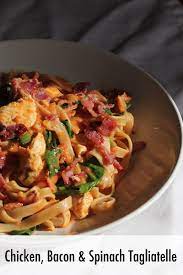 Meal For One Chicken Bacon And Spinach Tagliatelle Elizabeth Dhokia Chicken Tagliatelle Recipes Tagliatelle Recipe Pasta Recipes
