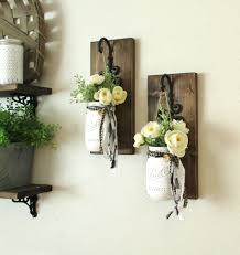 Farmhouse Wall Decor Hanging Mason Jar Sconces Painted Mason Jars Decor Wall Decor Farmhouse Bow Ti Mason Jar Sconce Rustic Mason Jars Farmhouse Wall Decor