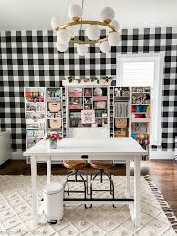Whether you are looking to add some curb appeal to the outside of your home or just want to create a focal point chandelier over your dining room table, the mission motif can handle all of your custom mission style and craftsman lighting needs. Black And White Plaid Office Craft Room Remodel Three Work Zones