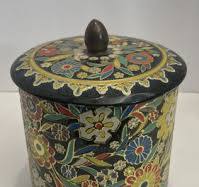 Metal Biscuit Tin With Lid Bright Floral Colors | eBay