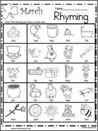 Free March Rhyming Worksheet For Preschool And Kindergarten Practice Students Color The Pictures In Rhyming Worksheet Kindergarten Practice Rhyming Activities