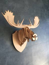 Large Small Wooden Moose Head 3d Wall Art Home Decor 3d Etsy Animal Head Wall Art Animal Heads Cardboard Animal Head