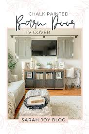 Chalk Painted Barn Door Tv Cover In 2020 Farmhouse Decor Living Room Living Room Decor Rustic Farmhouse Style Curtains