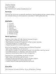 1 Chemistry Lab Technician Resume Templates Try Them Now Myperfectresume