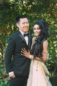 Warm Family Filled Hindu Chinese Fusion Wedding Canada Indian Bridal Hairstyles Bridal Hair Down Indian Fusion Wedding