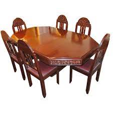 Set of six french art deco oak dining chairs, in the manner of andre arbus, french, circa 1940s. Unique Art Deco French Carved Dining Table With Chairs For Sale At 1stdibs
