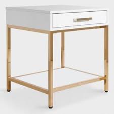 White And Gold Reid Accent Table With Drawer White Furniture Living Room White End Tables White And Gold Nightstand
