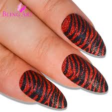 False Nails Bling Art Black Red Almond Stiletto Long Fake Acrylic Tips Glue At 6 99 Gbp Only From Bling Art Click here to see 24 of the coolest designs.