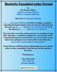 Complaint letter to district collector . Complaint Letter For Electricity Meter Format Sample