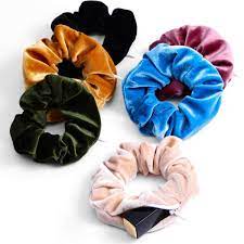 3.6 out of 5 stars. Genglass Velvet Hair Scrunchies Zipper Hair Rope Black Hair Ties Hair Accessories For Women And Girls 6pcs Buy Online In Samoa At Samoa Desertcart Com Productid 204090126