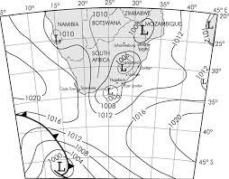 a synoptic pressure chart at mean sea level based on south