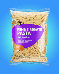 Plastic Bag With Penne Rigate Pasta In Bag Sack Mockups On Yellow Images Object Mockups