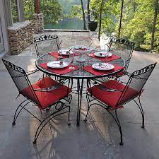 Vaillancourt 5 Piece Dining Set Iron Patio Furniture Wrought Iron Patio Set Wrought Iron Outdoor Furniture