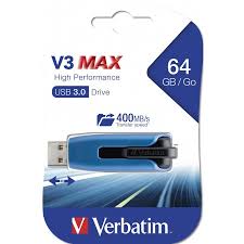 Retractable usb connector means no more searching for lost caps and less breakage plug and play: Verbatim V3 Max Usb 3 0 64go Ordi Com Materiel Informatique Services Informatique Pieces Detachees