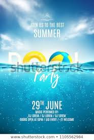 summer pool party poster template vector illustration with deep underwater ocean scene background with real pool parties flyer party poster summer pool party