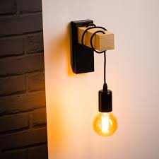 Applique Industriel E27 Townshend Metal Noir Eglo Applique Murale Bois Decoration Murale Industrielle Deco Salon Industriel