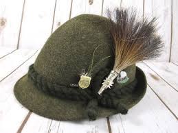 Vintage Capo Olive Green Wool Waterproof Alpine Hat Bavarian German Hat Swiss Collectors Pins Horse Hair Hat Pin Oktoberfes Green Wool German Hats Hats