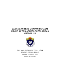 Lebaran di sk teluk ketapang lagu syantik raya 28 6 2018. Teks Ucapan Perasmi Hari Apresiasi Kecemerlangan 2019