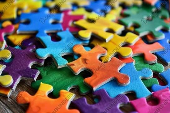Colorful jigsaw puzzle pieces closeup (4243586)
