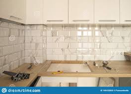 white metro tile. under reconstruction
