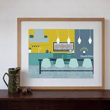 Make your dining room come to life with this collection of dining room framed prints. Mid Century Modern Dining Room Art Print By Natalie Singh Notonthehighstreet Com