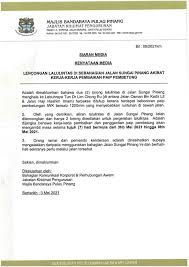 Jalan ini adalah jalan sehala, dengan lalu lintas yang diarahkan ke. 2 Lanes Along Jalan Sungai Pinang Will Be Closed Until 9th May For Repair Works Penang Foodie