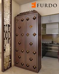 Exquisite Wooden Puja Cabinet Mandir With Bells By Furdo Pooja Room Door Design Room Door Design Pooja Rooms