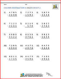 4 Digit Subtraction Worksheets