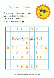 To view & print the printable sudoku puzzles: Summer Word Sudoku Difficult