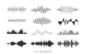 Big Set Of Audio Waves In Different Types And Styles They All Come In Black But Colors Are Editable Wave Illustration Sound Wave Tattoo Sound Waves Design
