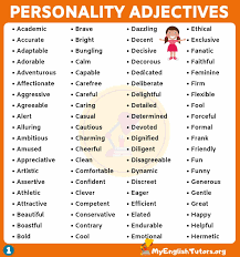 It is a part of speech. List Of 150 Useful Personality Adjectives In English My English Tutors