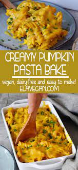 Creamy Pumpkin Pasta Bake Pumpkin Pasta Vegan Casserole Recipes Pumpkin Pasta Bake