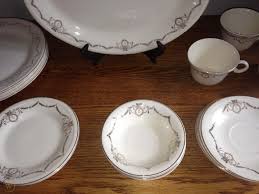 I have yet to find the name of this pattern but all total i have 68 pieces in it including most of it is marked edwin m. Edwin M Knowles Adams Gold Laurel Floral Swags 1940 S 23 Piece Set 1737227806