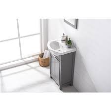 This vanity accentuates and elevates any modern bathroom with its seamless design. Design Element Marian 20 In Grey Single Sink Bathroom Vanity With White Porcelain Top S05 20 Gy Rona