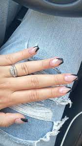 Black V Tip Coffin Nails Short Coffin Nails Designs French Tip Acrylic Nails Short Coffin Nails