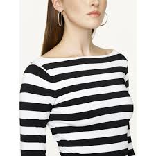 Ralph Lauren Black Label Striped Boatneck Top In Black White White Lyst