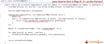 単語の頻度が求まったら、頻度順にソートしてみたくなる。 hashmap は key (=単語)に順序を与えることはできない。 treemap は hashmap と同様、key と value の組を保持することができるデータ構造 In Java How To Sort A Map On The Values The Map Interface Java Collections Crunchify